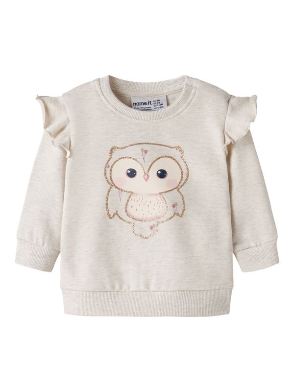 NAME IT Baby Meisjes Sweater Uil Glitter – Crème 13246489
