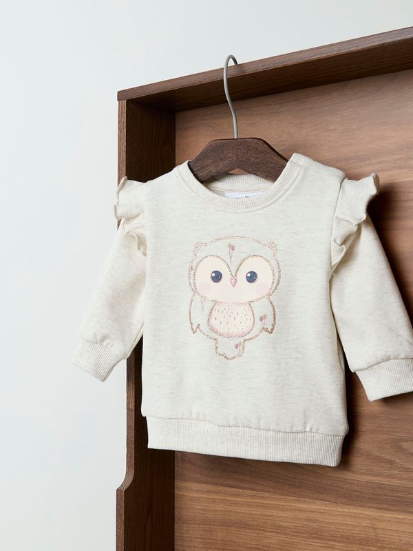 NAME IT Baby Meisjes Sweater Uil Glitter – Crème 13246489