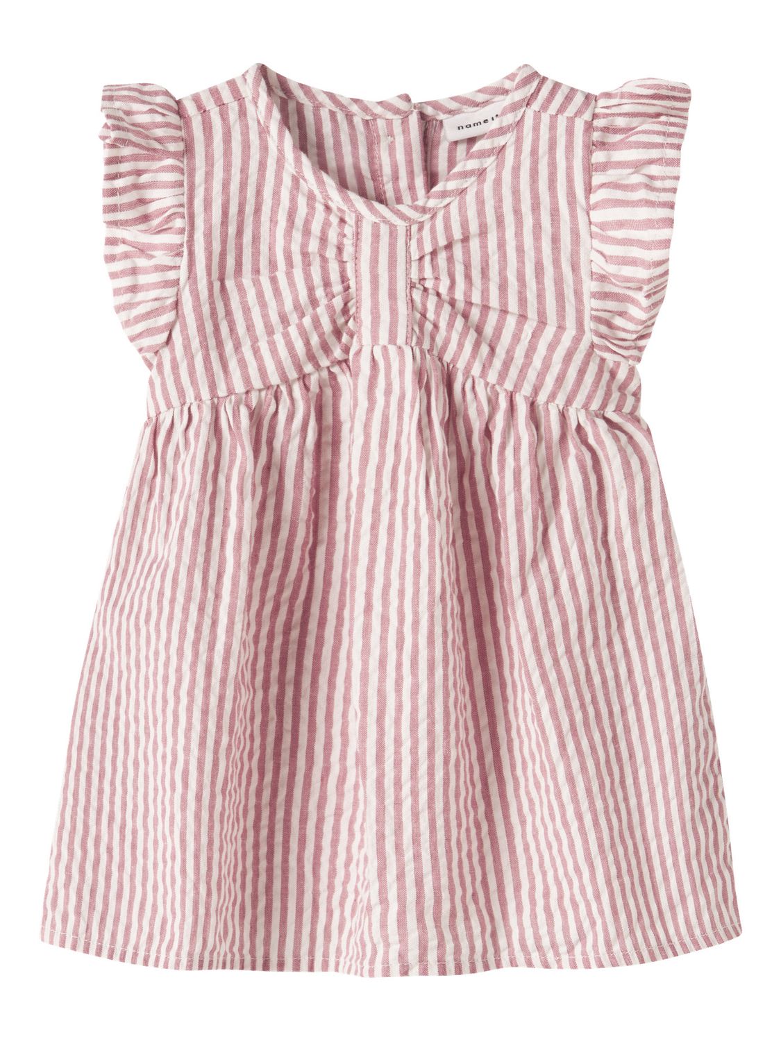 NAME IT Baby Meisjes Gestreepte Jurk met Ruffles – Roze 13255600