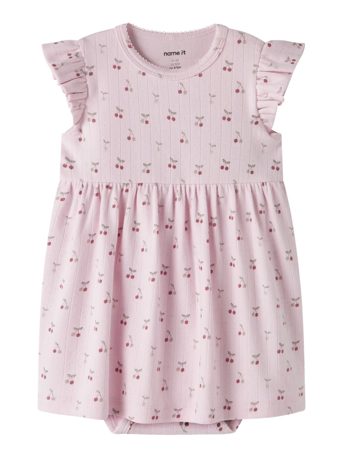 NAME IT Baby Meisjes Jurk met Kersenprint en Ruffles – Roze 13254405