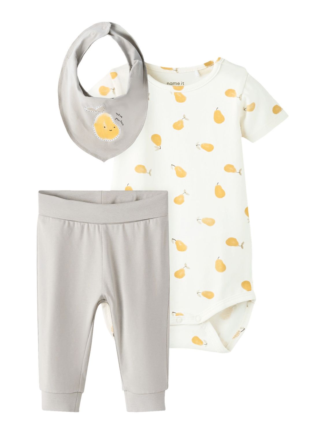 NAME IT Baby Set Romper Broekje en Slab met Peer Print 13255068