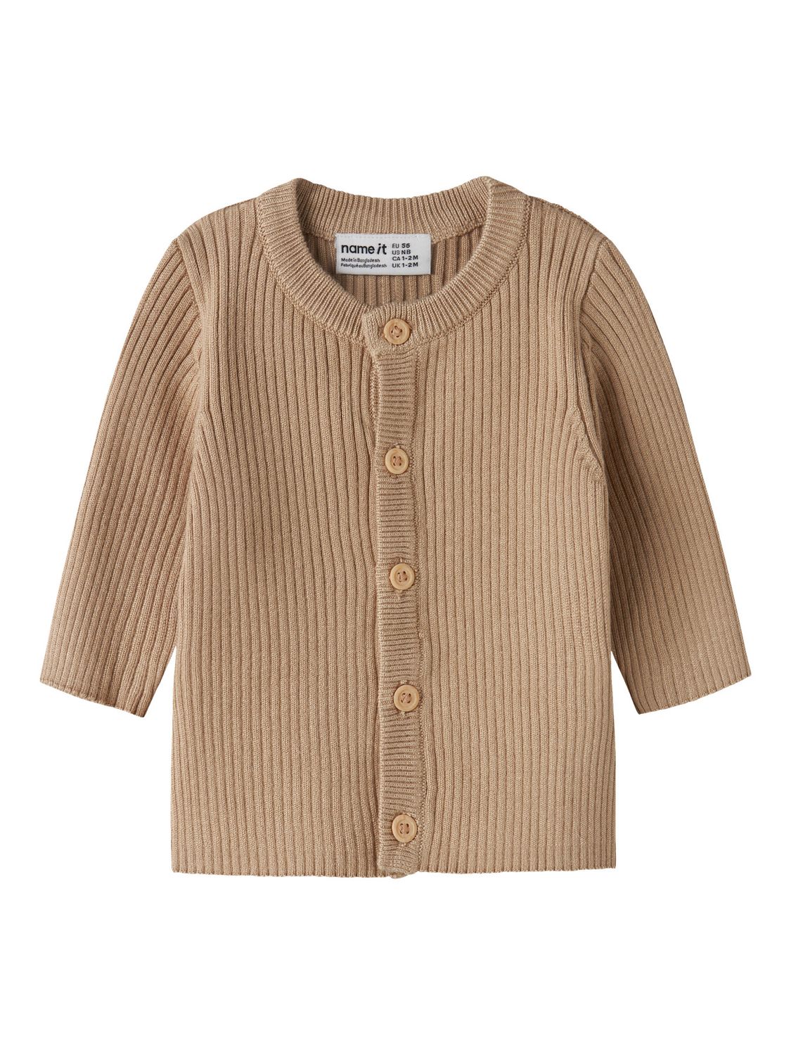 NAME IT baby vest bruin ribgebreid met knopen – 13240736