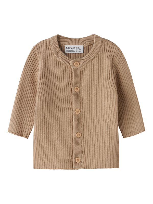 NAME IT baby vest bruin ribgebreid met knopen – 13240736