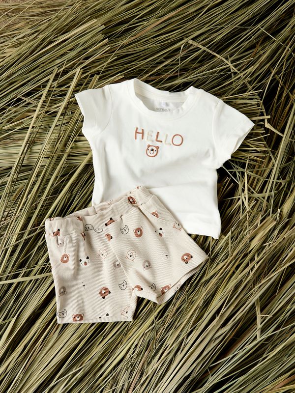 Unisex rib short met dierenprint  13256630