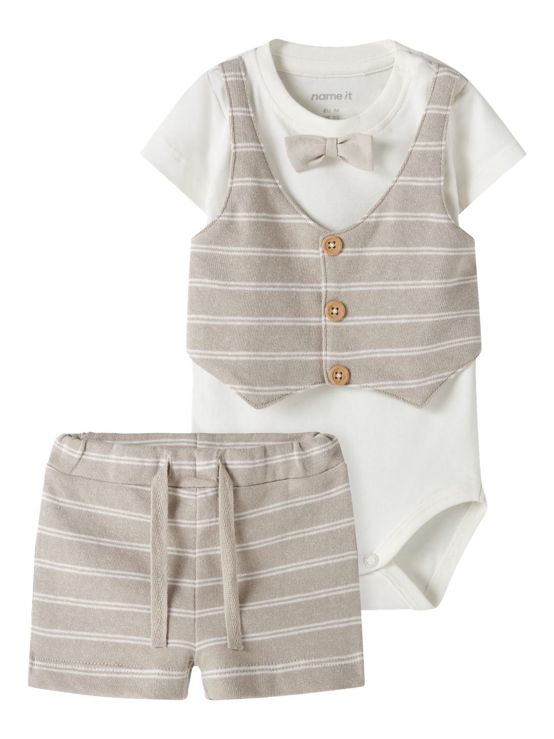 NAME IT baby setje met gilet en short beige 13255879