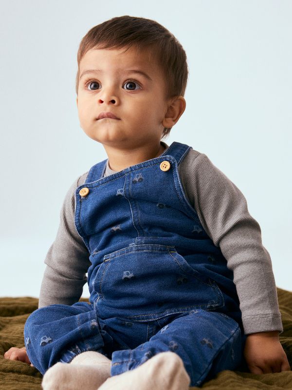 NAME IT denim tuinpak baby tractor print 13255006