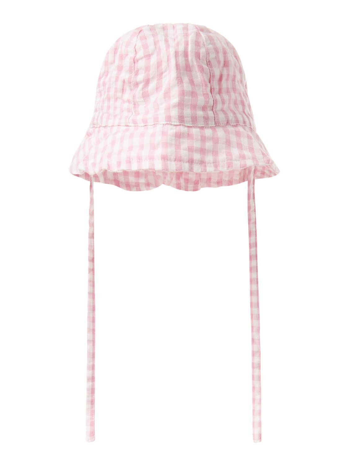 Roze geruite baby zonnehoed met striklinten – F_13242215