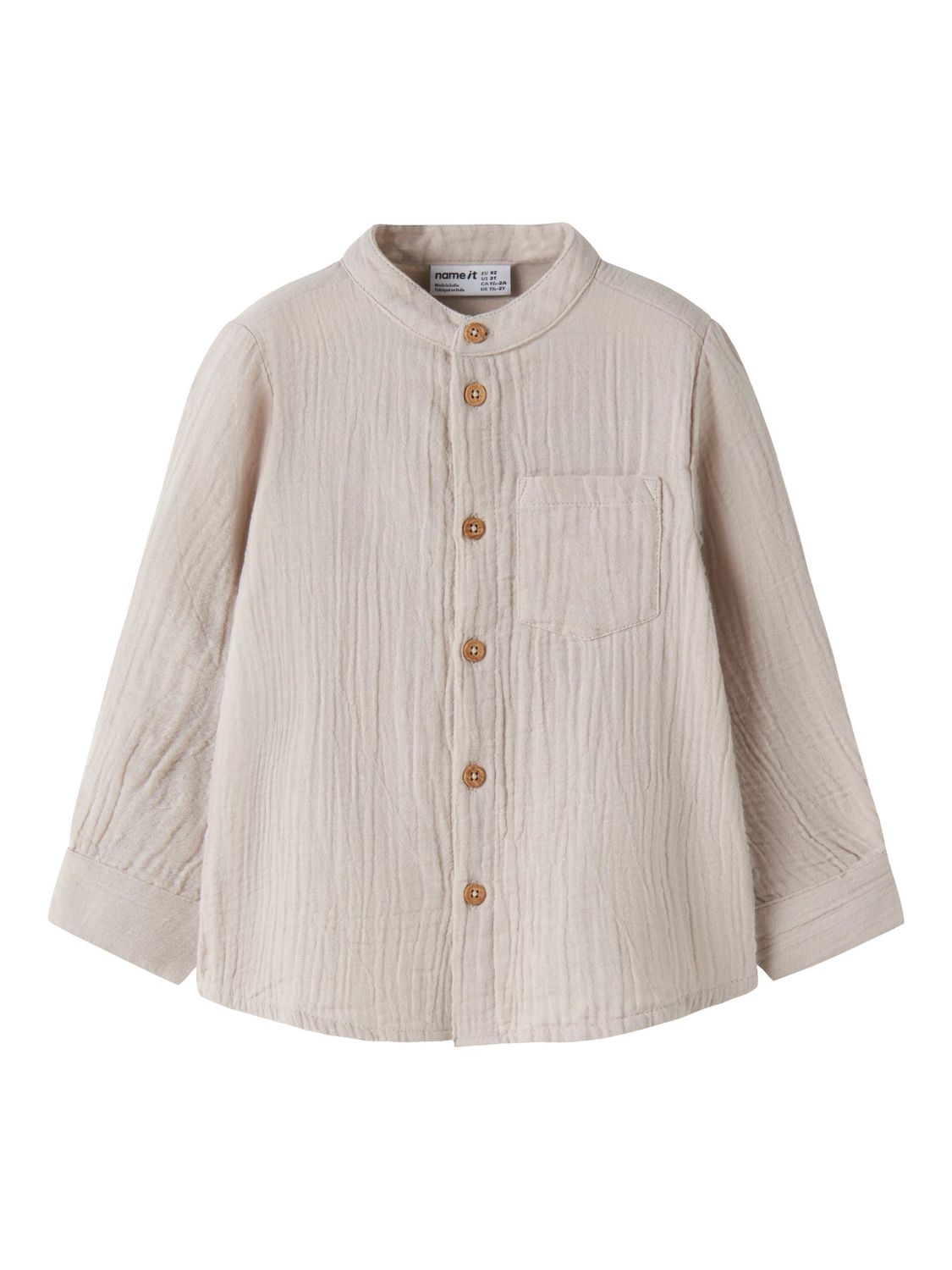 NAME IT 13253465 Mousseline Kraagloos Overhemd Beige
