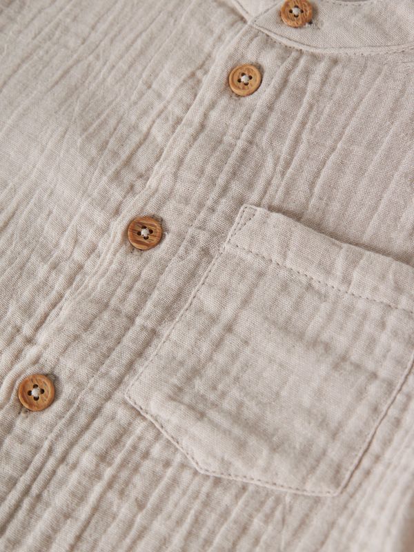 NAME IT 13253465 Mousseline Kraagloos Overhemd Beige