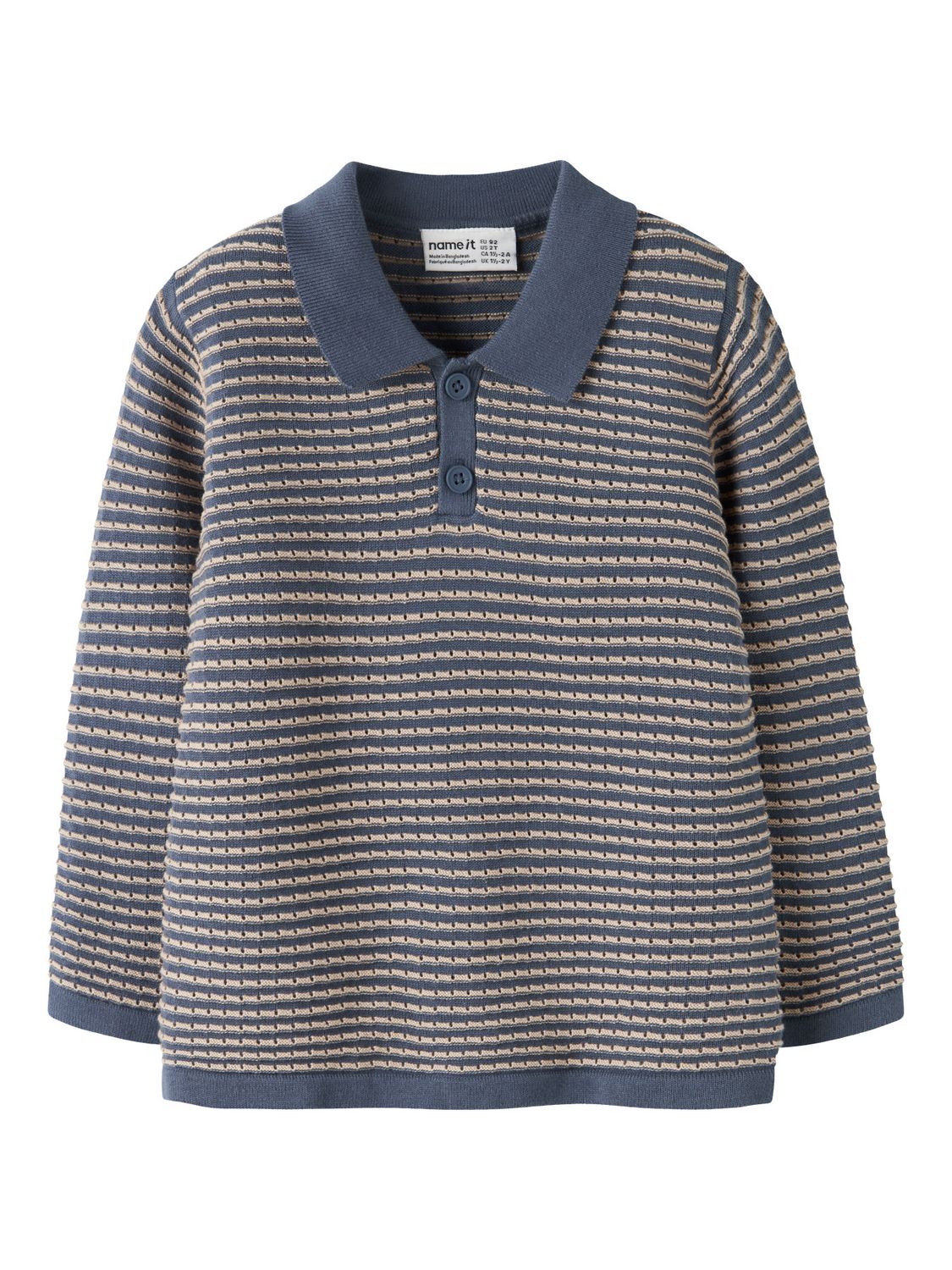13257430 NAME IT Gebreide Polo Trui Gestreept – Blauw/Beige