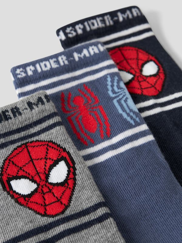 13258003 Spider-Man Sokken 3-Pack – Grijs, Blauw &amp; Donkerblauw