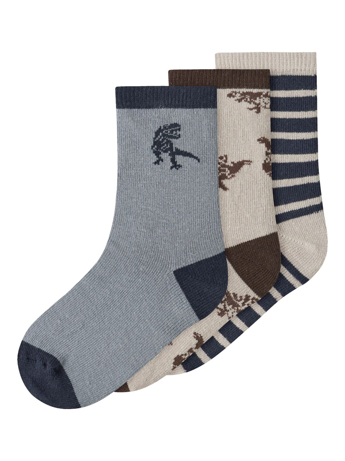 13246743 Dino Sokken 3-Pack – Lichtblauw, Offwhite &amp; Donkerblauw