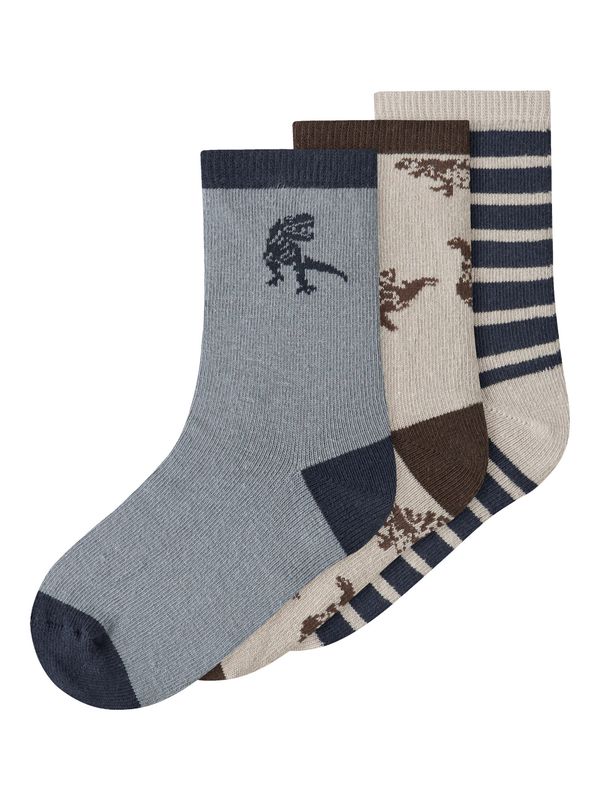 13246743 Dino Sokken 3-Pack – Lichtblauw, Offwhite &amp; Donkerblauw