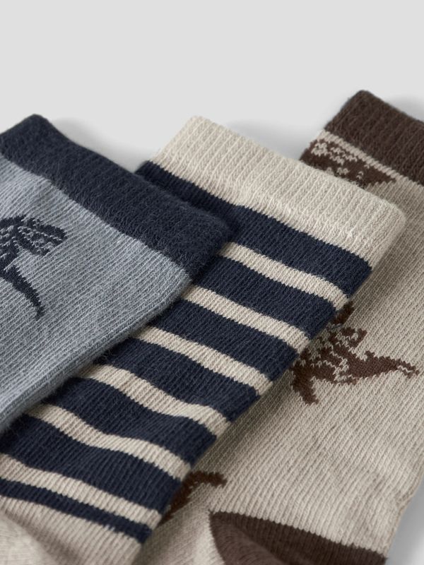 13246743 Dino Sokken 3-Pack – Lichtblauw, Offwhite &amp; Donkerblauw