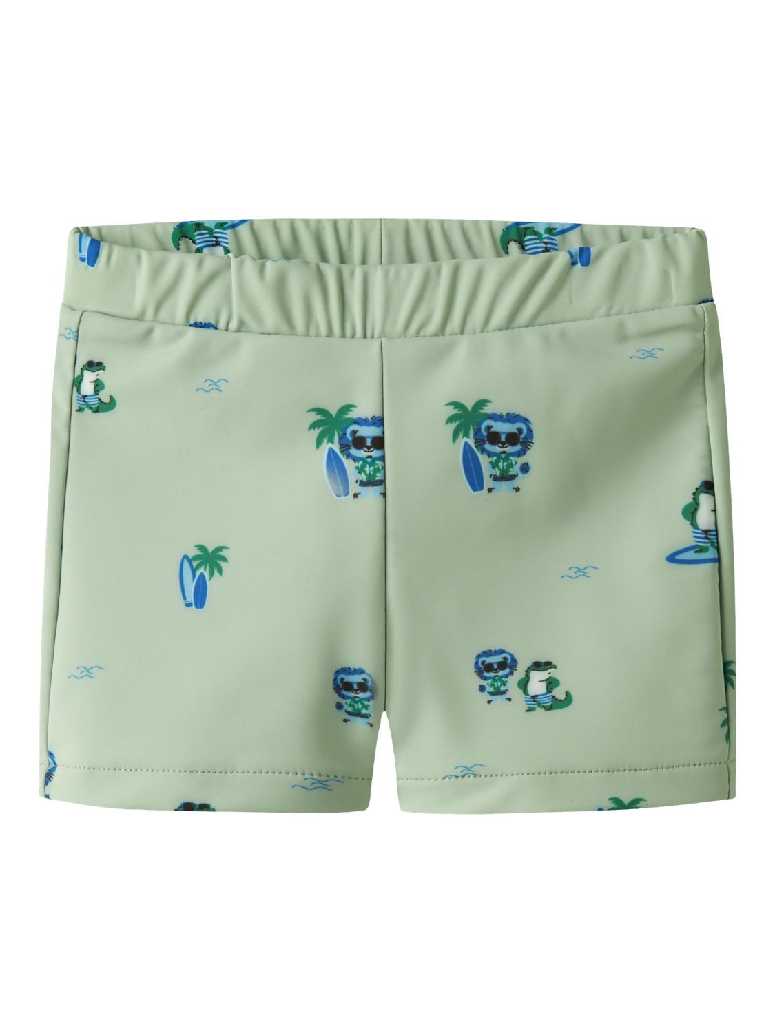 13251969 Zwemshort Jongens Lichtgroen met Surfdieren Print