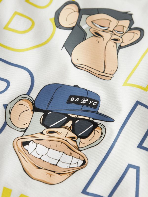 13252196 T-shirt Jongens Offwhite met Bored Monkey Print