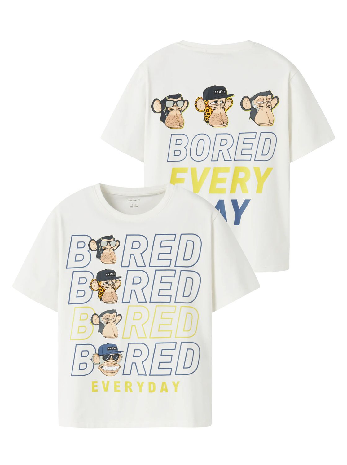13252196 T-shirt Jongens Offwhite met Bored Monkey Print
