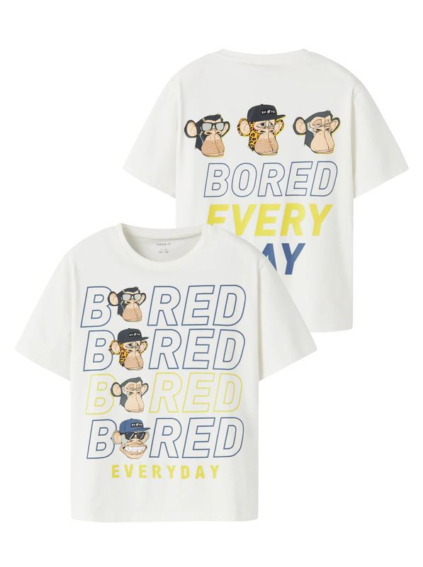 13252196 T-shirt Jongens Offwhite met Bored Monkey Print