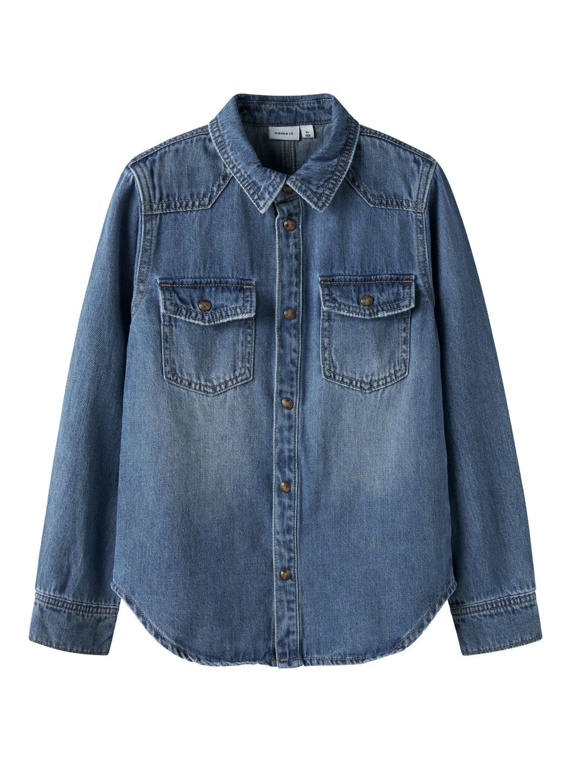 13249527 NAME IT Denim Blouse Donkerblauw met Borstzakken