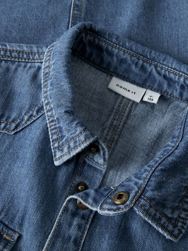 13249527 NAME IT Denim Blouse Donkerblauw met Borstzakken