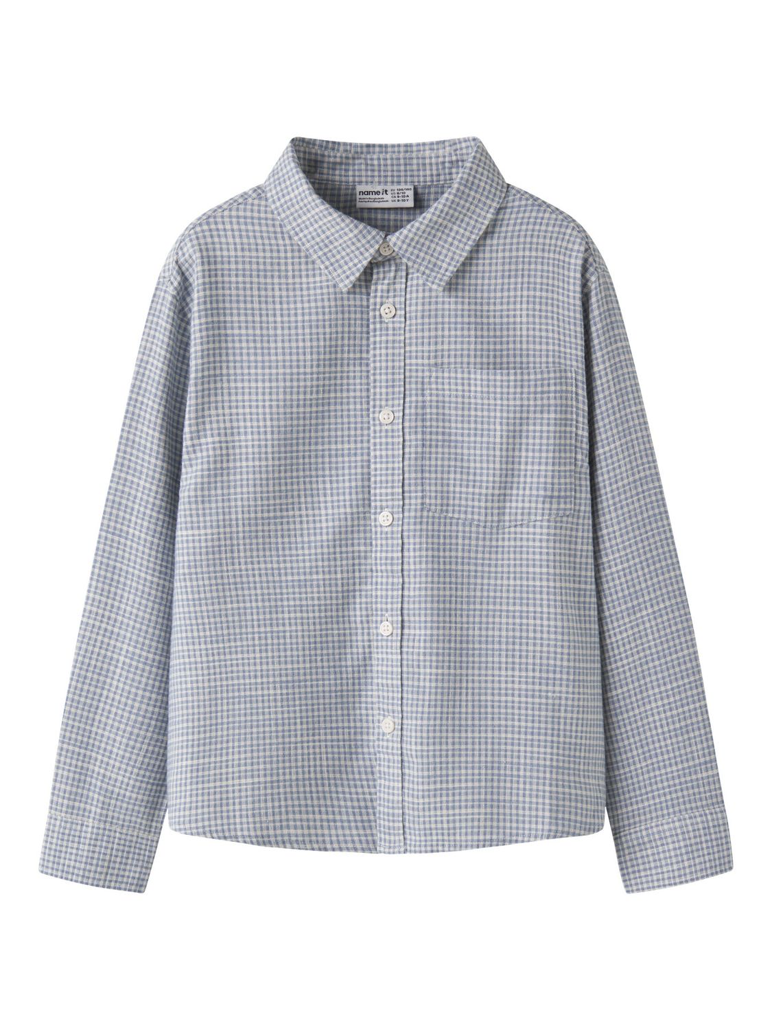 13257535 NAME IT Geruite Blouse Lichtblauw/Wit Lange Mouw