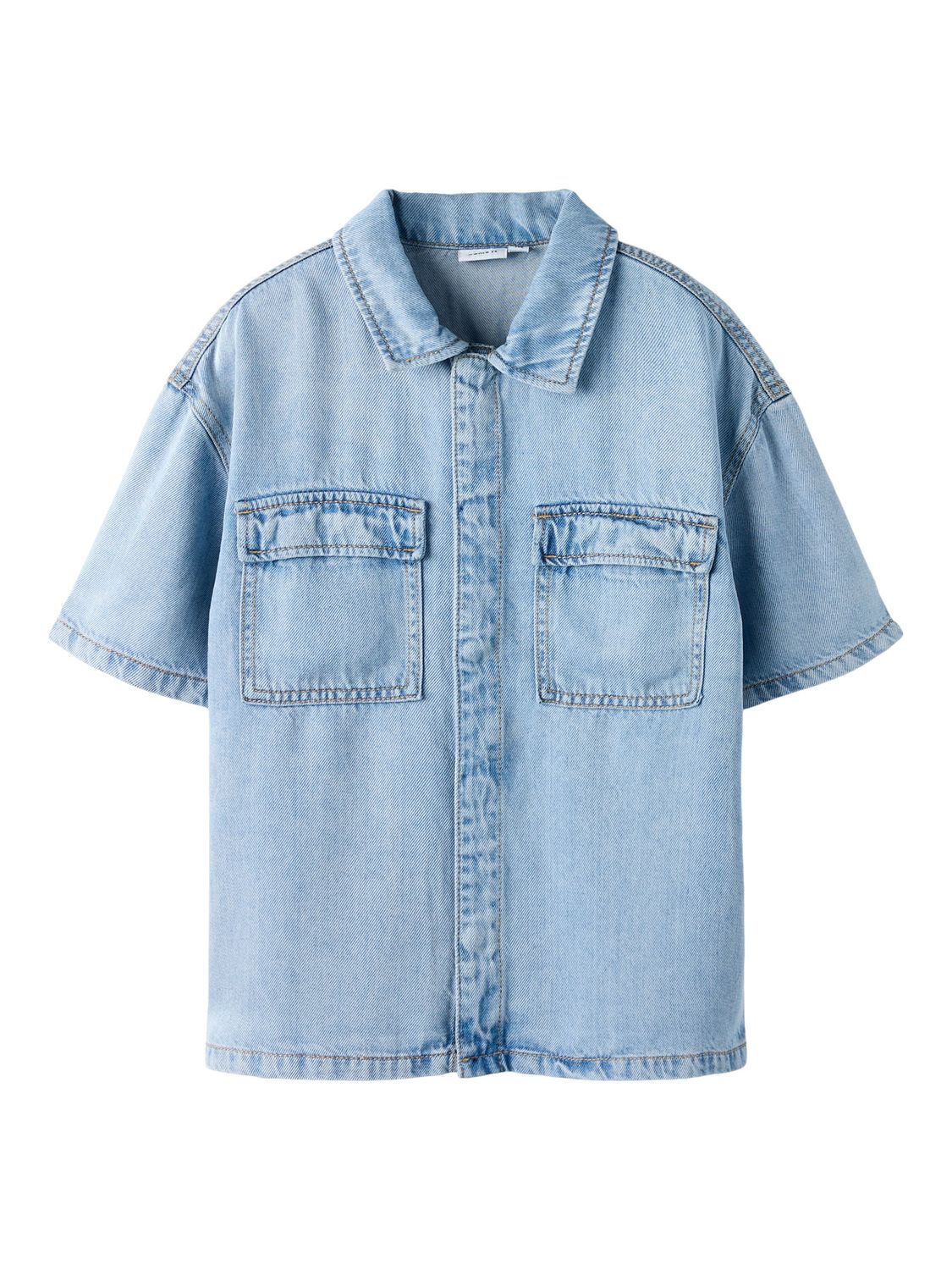 13253189 NAME IT Lichtblauw Denim Blouse met Korte Mouwen