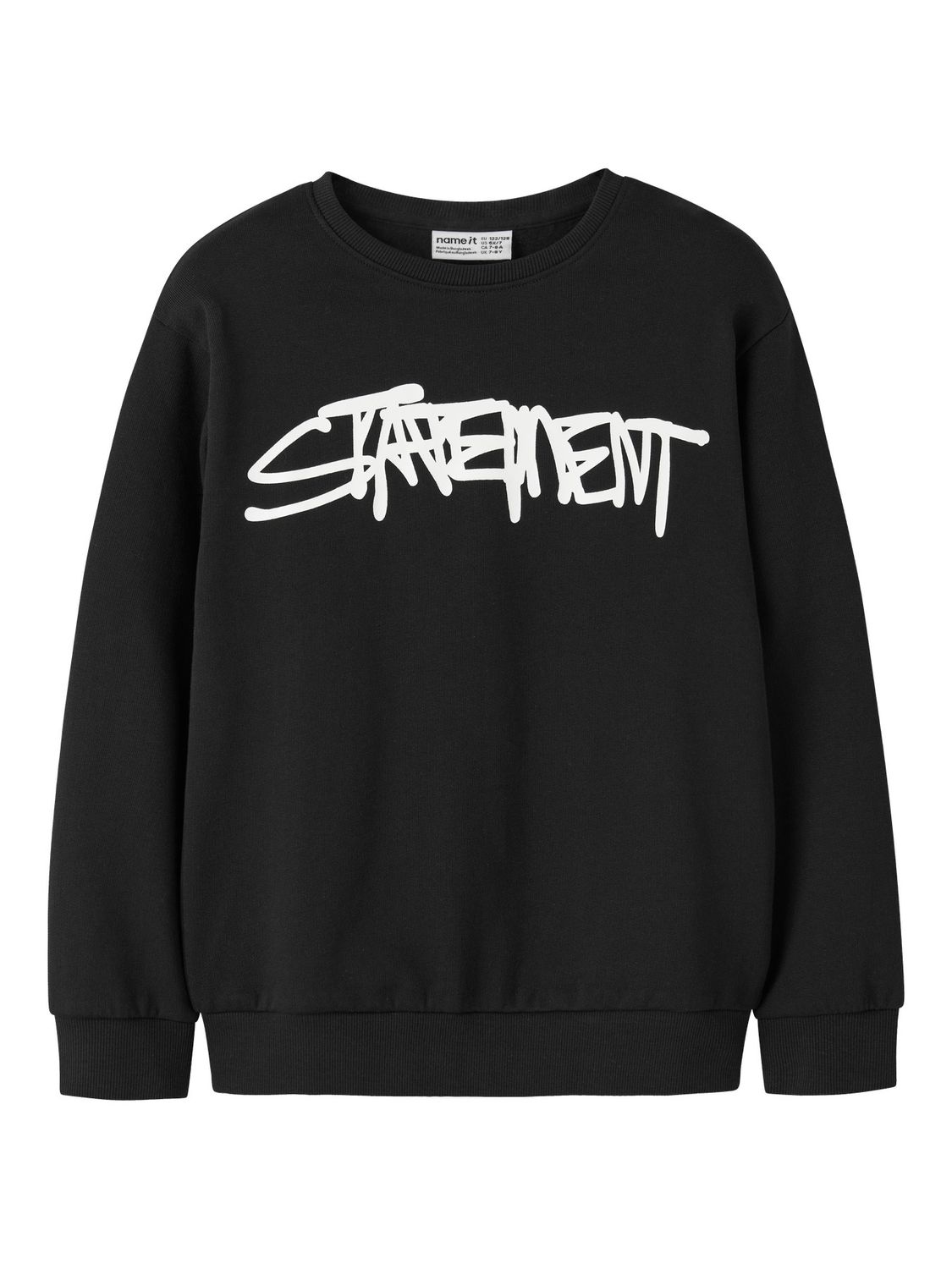 13252256 NAME IT Statement Sweater Zwart met Witte Print