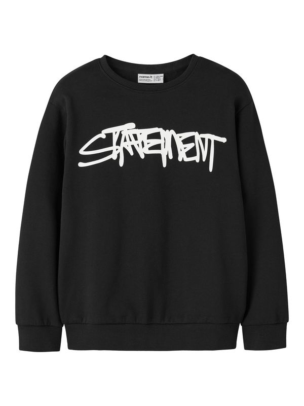 13252256 NAME IT Statement Sweater Zwart met Witte Print