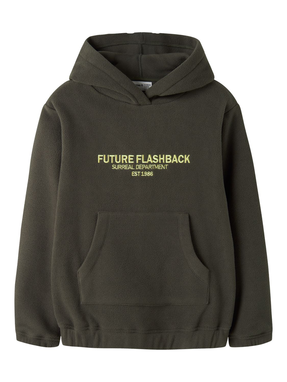 13258249 NAME IT Fleece Hoodie Future Flashback Donkergroen