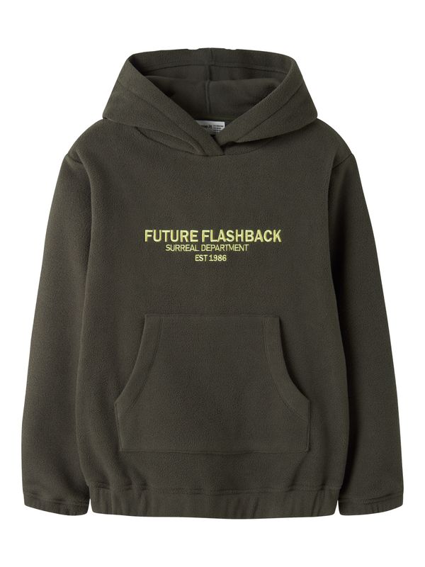 13258249 NAME IT Fleece Hoodie Future Flashback Donkergroen