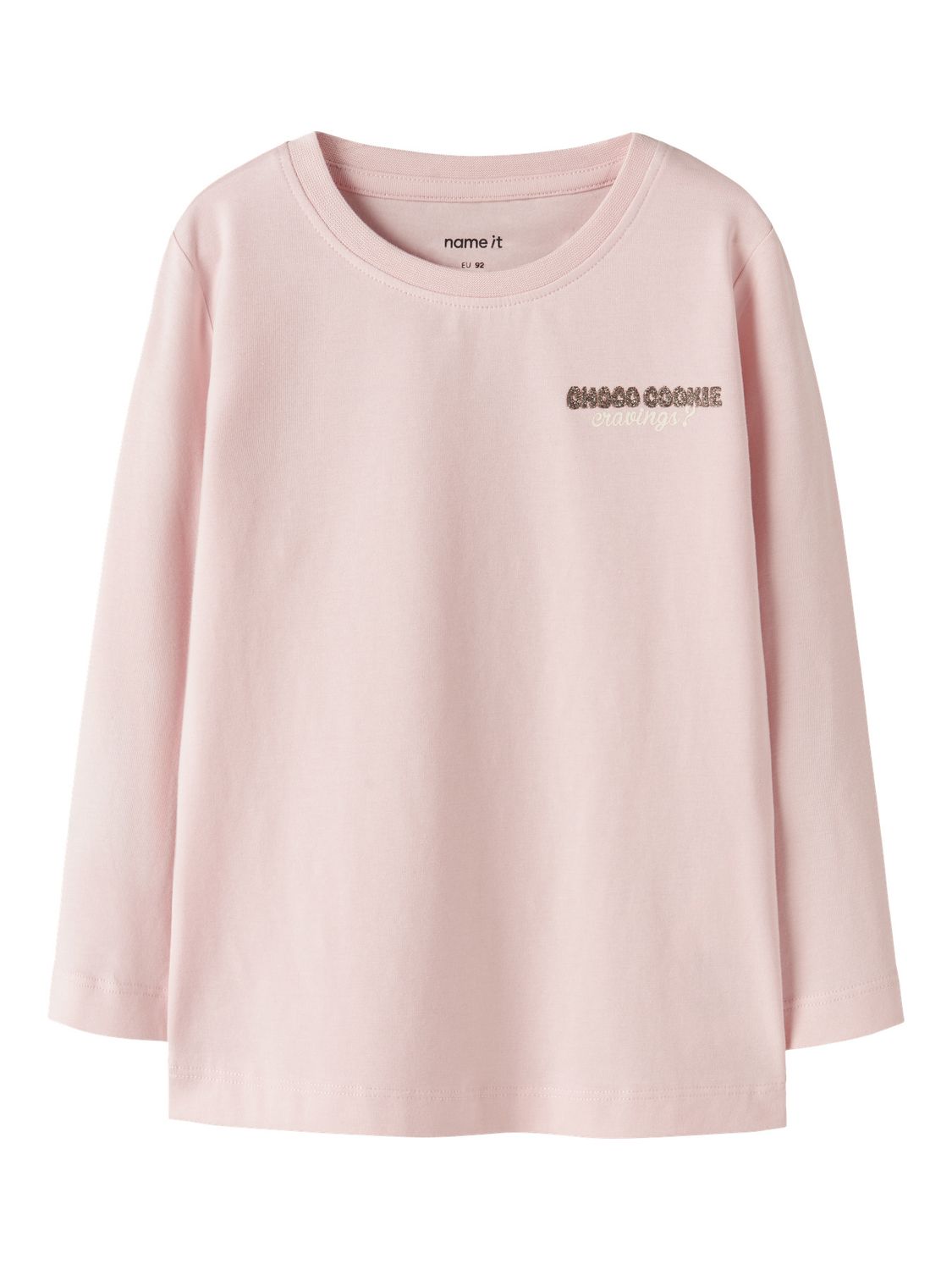 13257318 – Name It roze meisjes longsleeve met glitter tekst