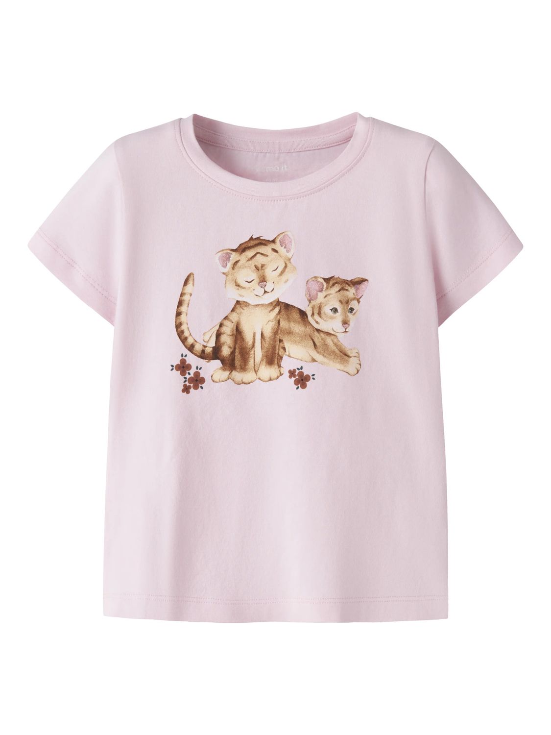 13255545 – Name It meisjes T-shirt roze met tijgerwelp print