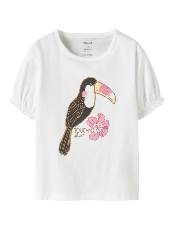 13255936 – Name It meisjes T-shirt met toekanprint en pofmouwen