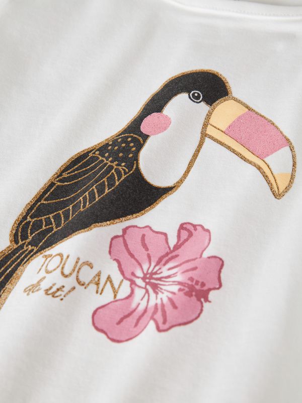 13255936 – Name It meisjes T-shirt met toekanprint en pofmouwen