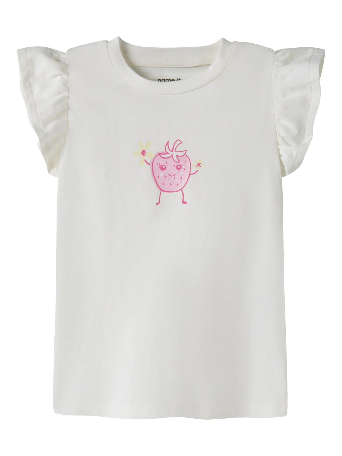 13254658 – Name It meisjes top met aardbei print en ruchesmouwen