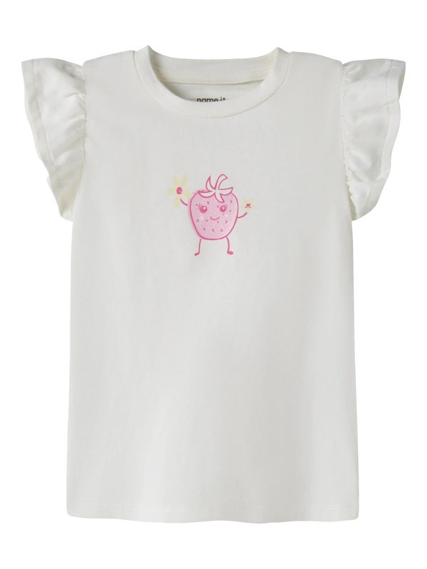 13254658 – Name It meisjes top met aardbei print en ruchesmouwen