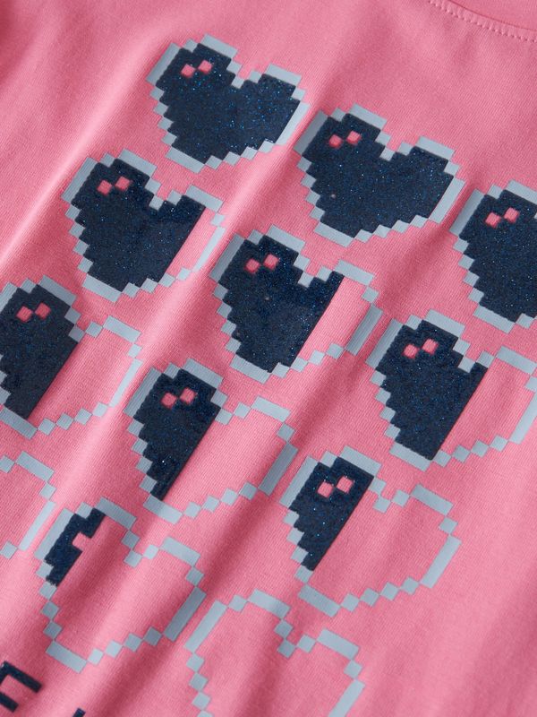 13258363 – Name It roze meisjes longsleeve met pixelhartjes print