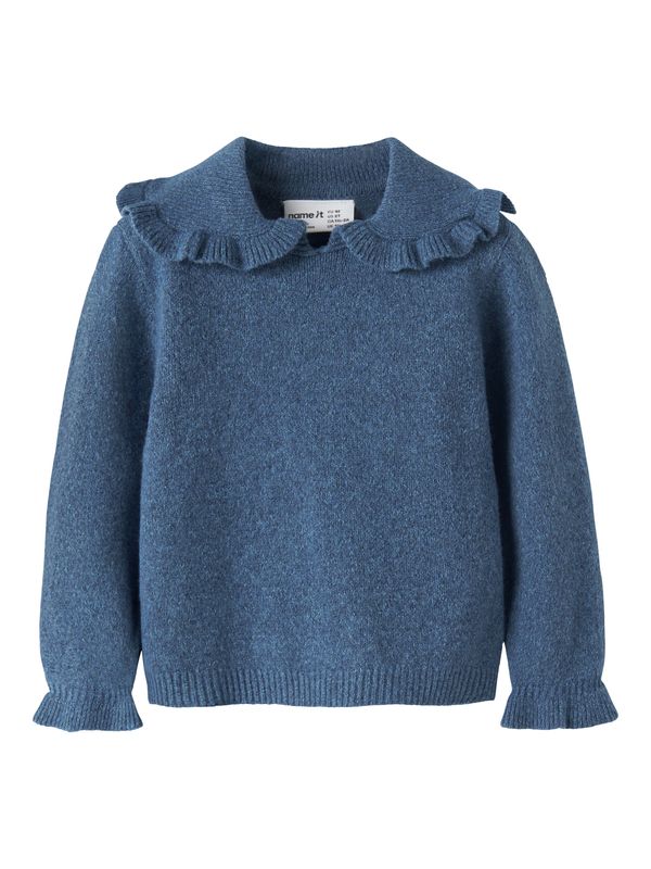 13257654 – Name It meisjes trui met rucheskraag blauw