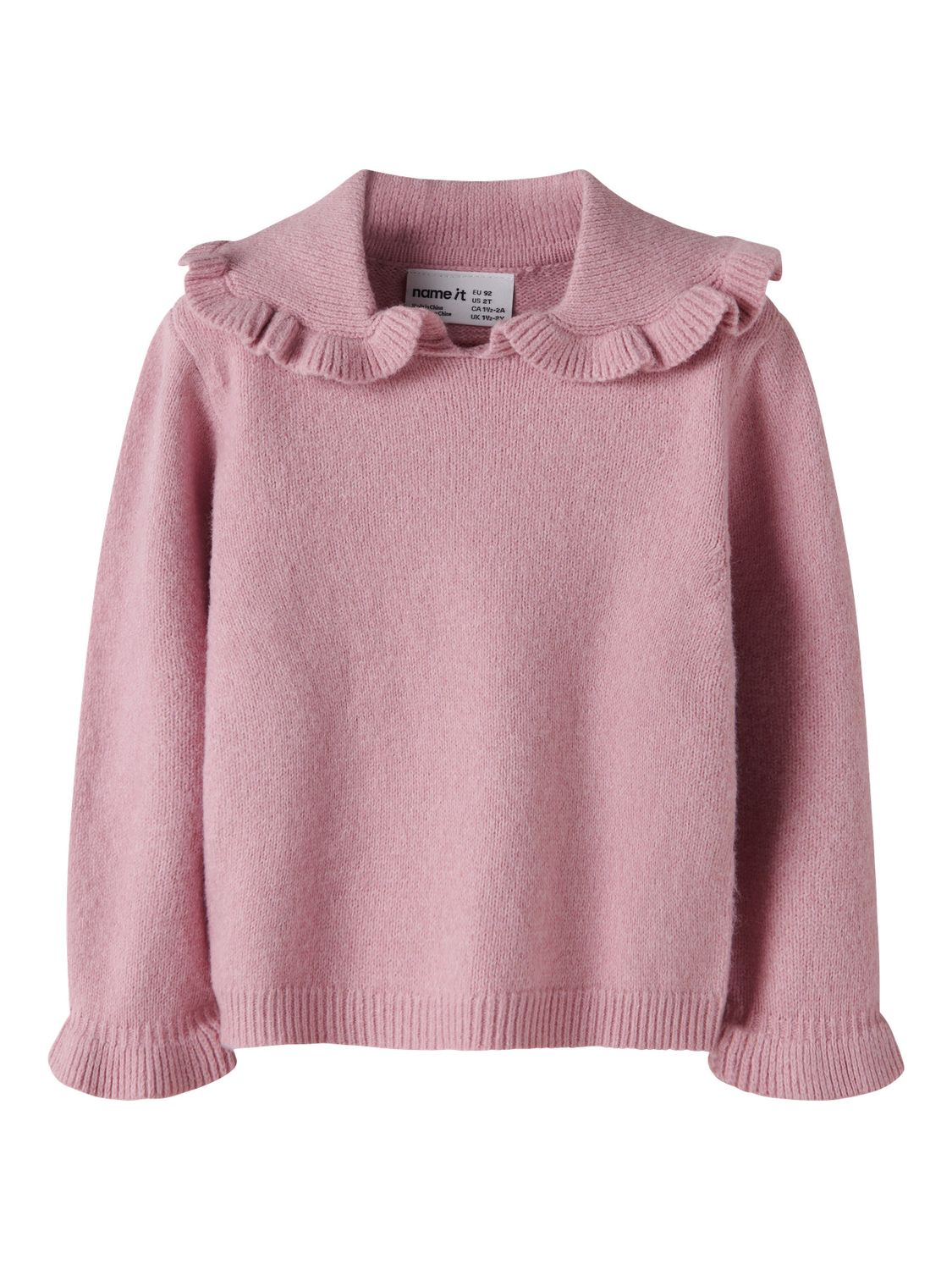 13257654 – Name It roze meisjes trui met rucheskraag