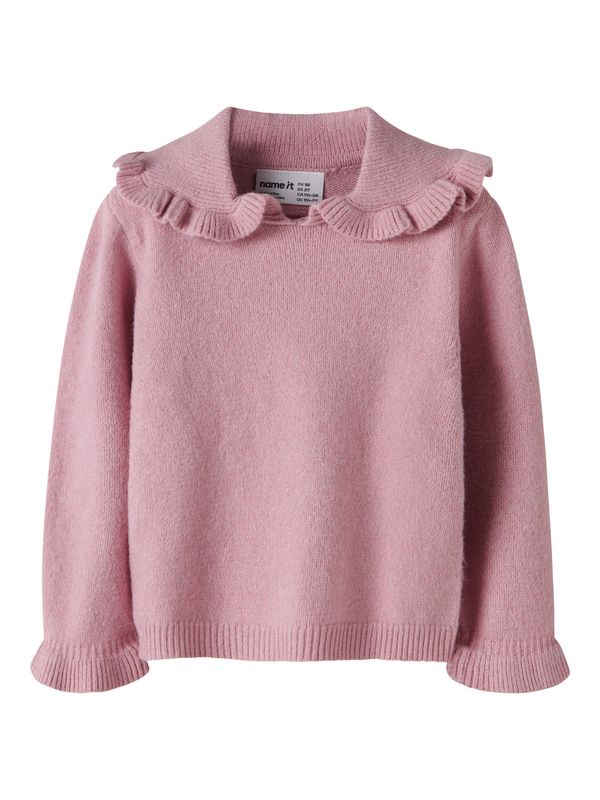 13257654 – Name It roze meisjes trui met rucheskraag