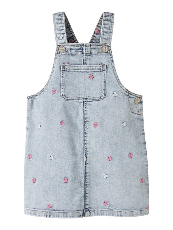 13250728 – Name It denim salopette jurk met geborduurde hartjes