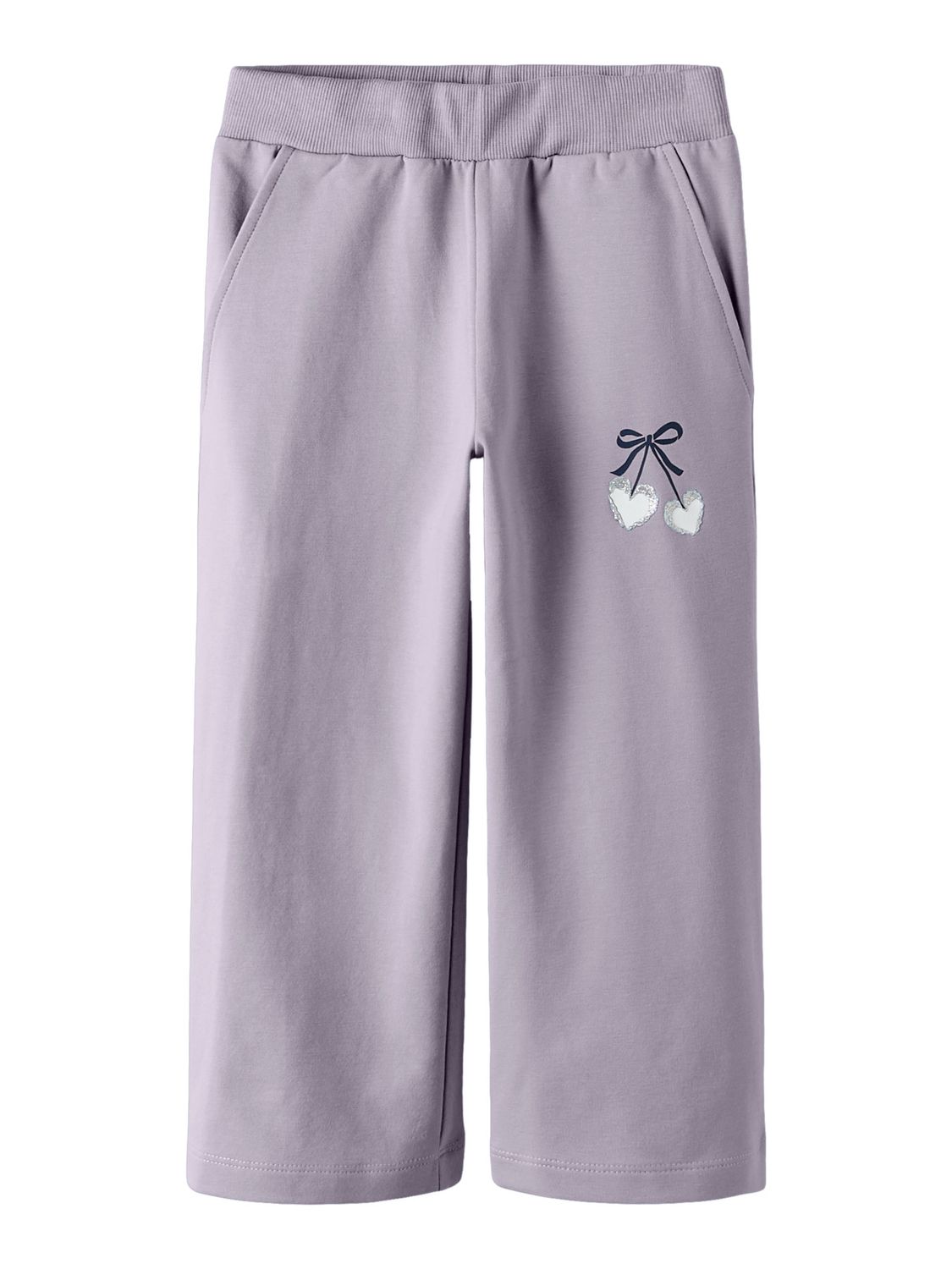 13254911 NAME IT Meisjes Wide Leg Sweatbroek Lila met Hartjes