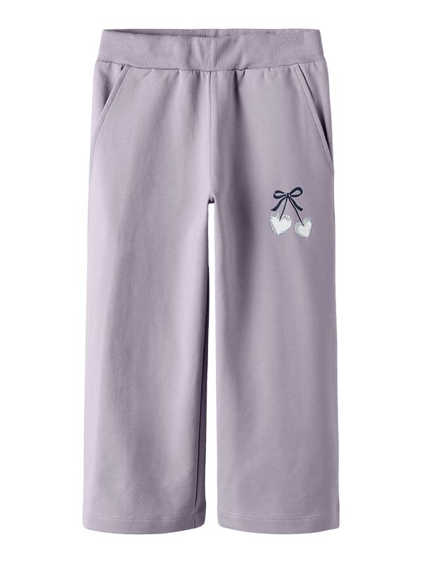 13254911 NAME IT Meisjes Wide Leg Sweatbroek Lila met Hartjes