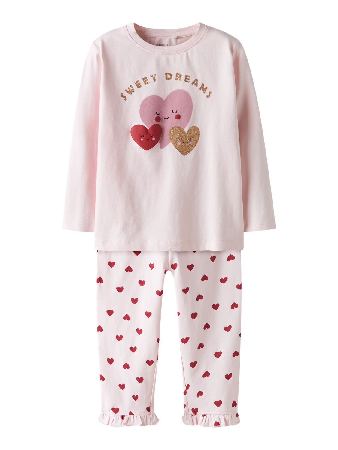 13249385 NAME IT Meisjes Pyjama Sweet Dreams Hartjes Lichtroze