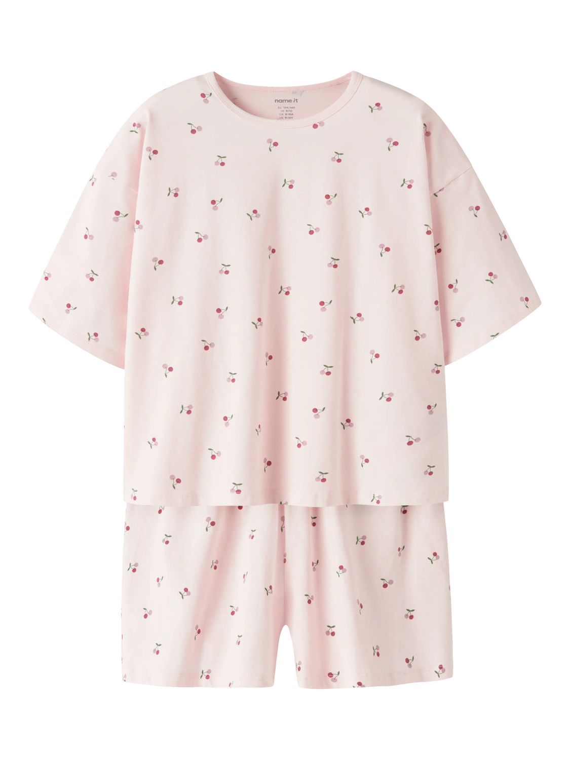 13257119 NAME IT Meisjes Zomerse Pyjama Kersen Lichtroze