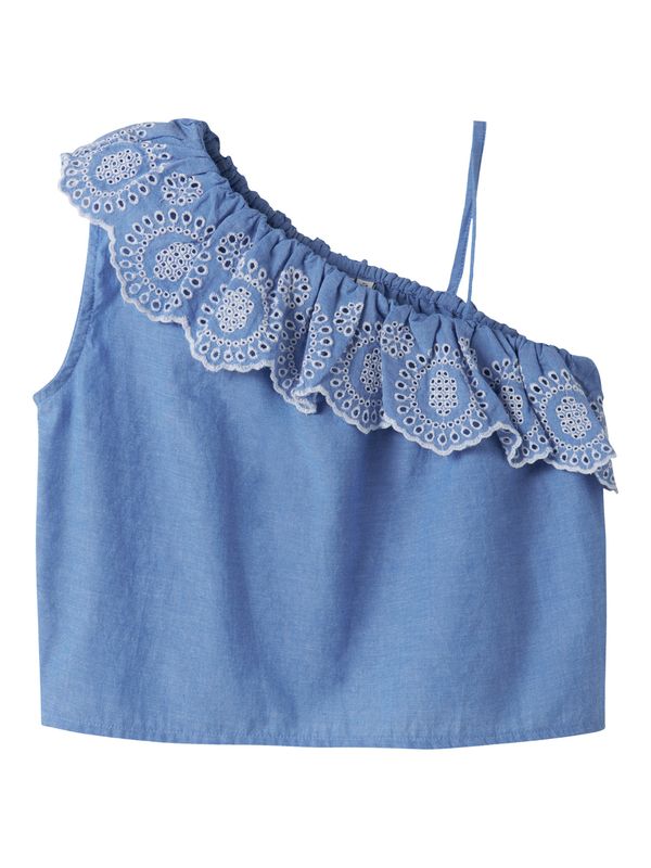 NAME IT One Shoulder Denim Top met Broderie Anglaise – 13254765