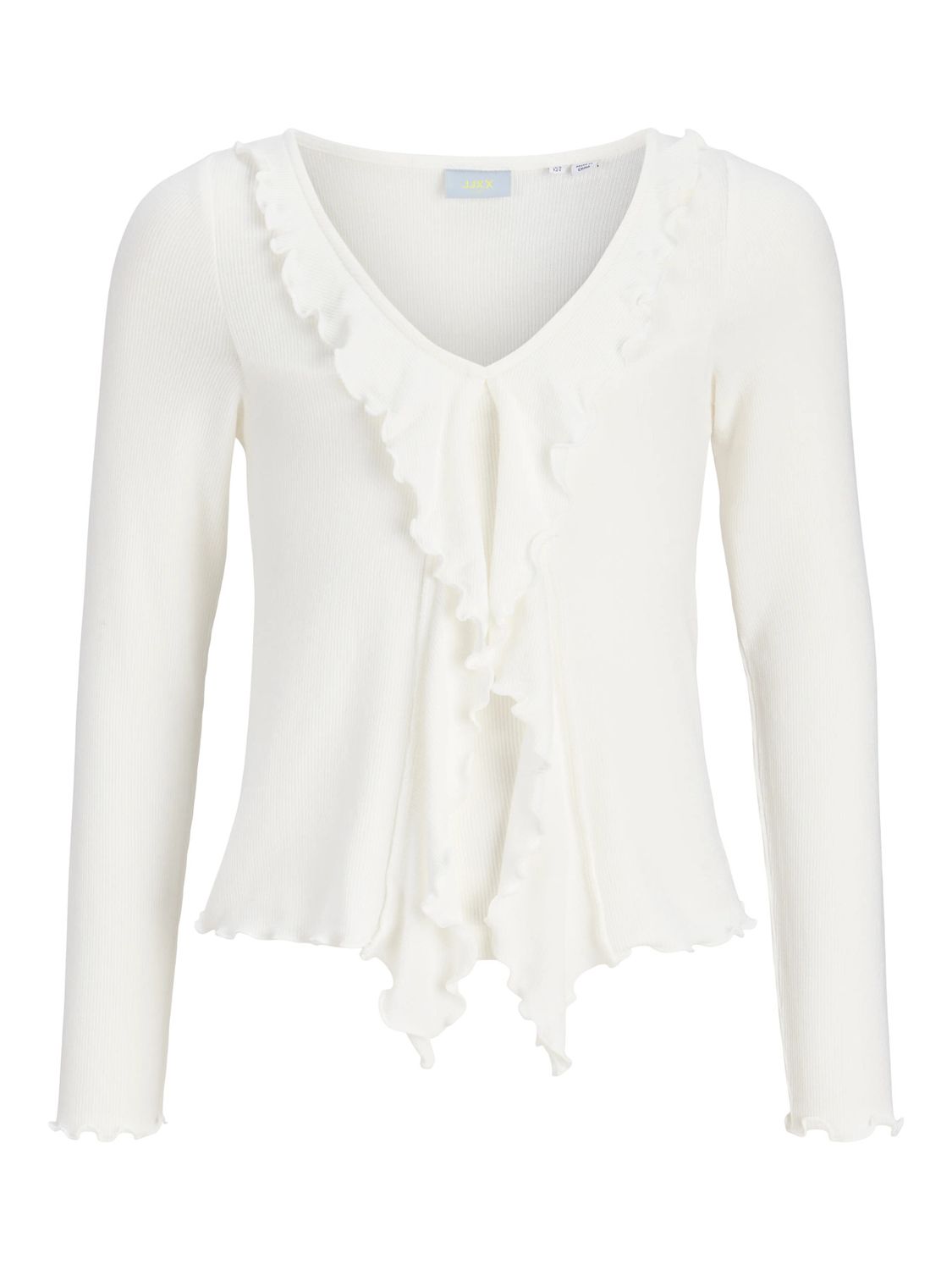 12304218 JJXX Dames Rib Top met Ruches Gebroken Wit