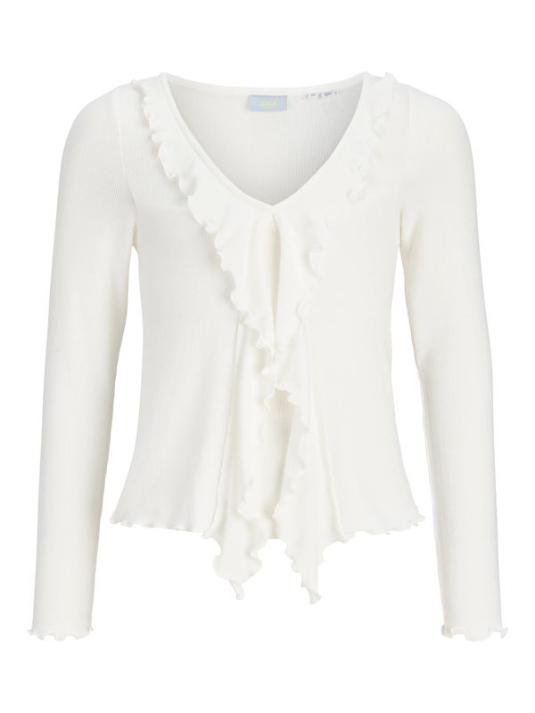 12304218 JJXX Dames Rib Top met Ruches Gebroken Wit