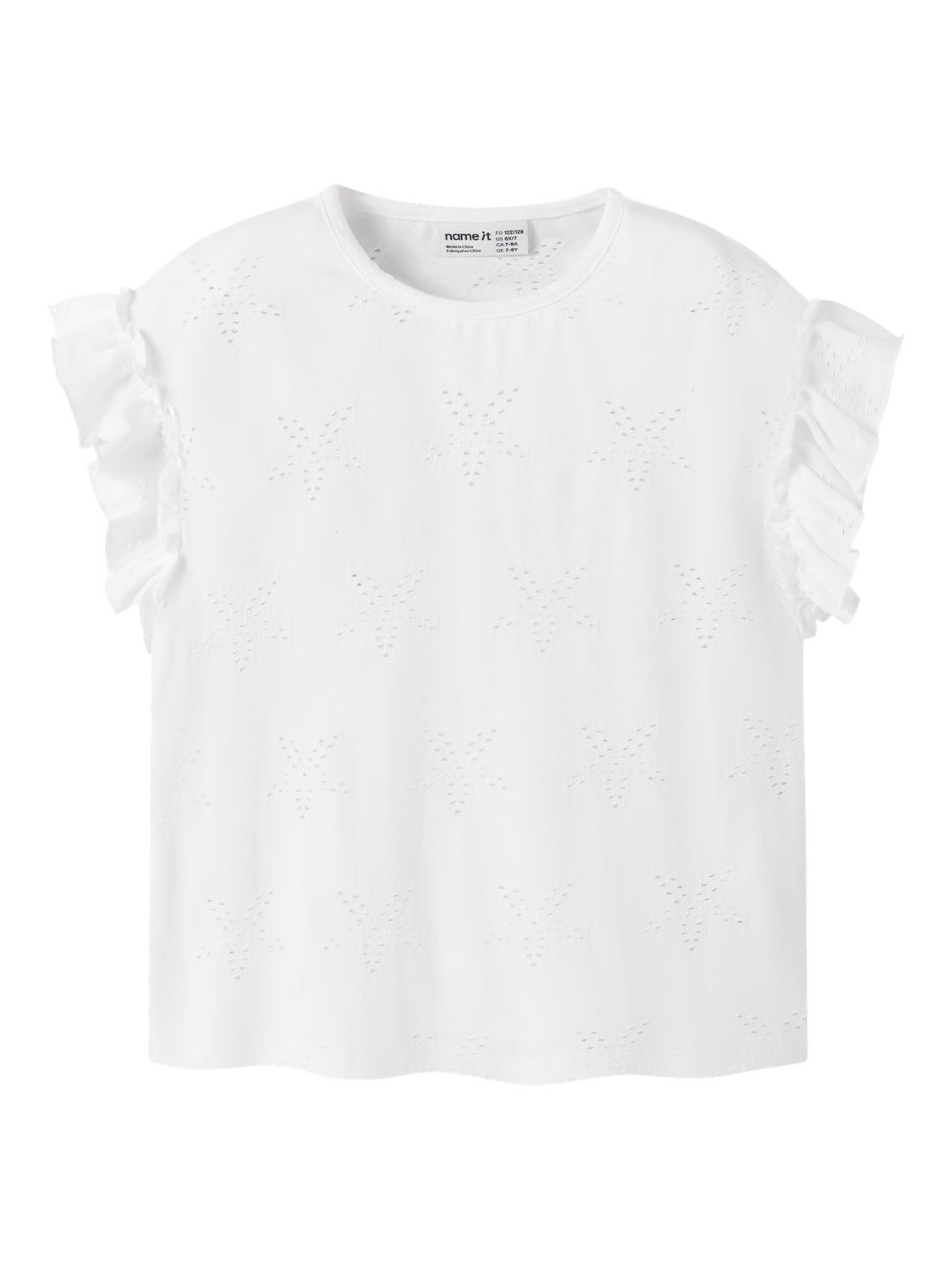 NAME IT Meisjes T-shirt Broderie Sterren Wit – 13256696