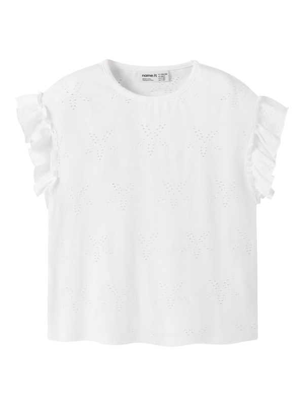 NAME IT Meisjes T-shirt Broderie Sterren Wit – 13256696